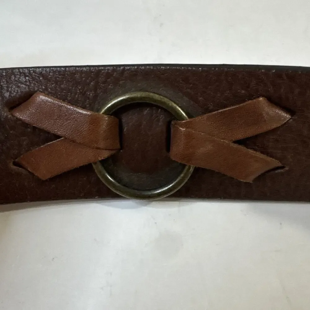Vintage Wide XL Brown Leather Belt - Y2K Boho Medieval Steampunk Chunky Waist